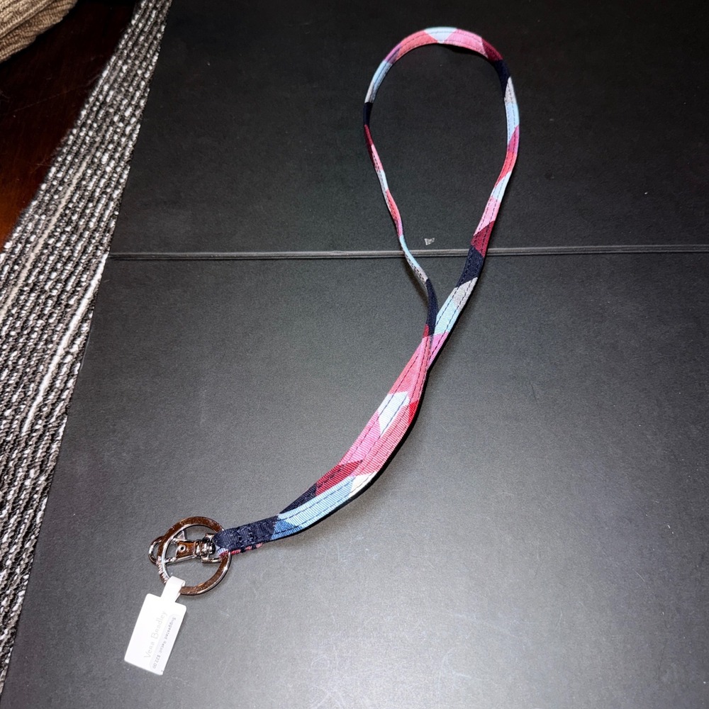 Vera Bradley Lanyard Women OS Patriotic Plaid NEW Red White Blue ID Key Holder